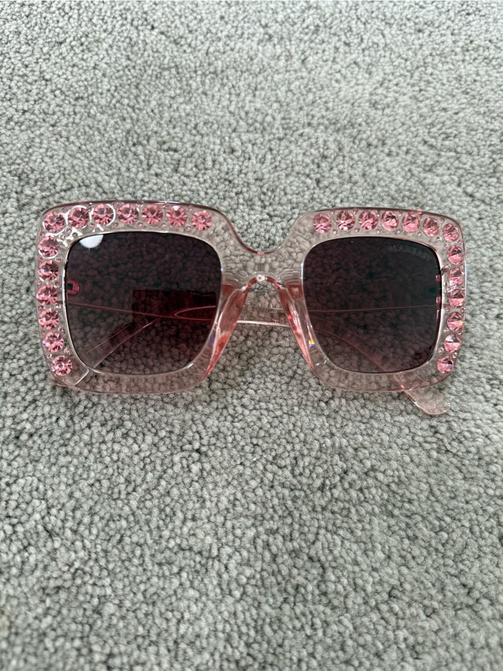 Pink Rhinestone Square Sunglasses